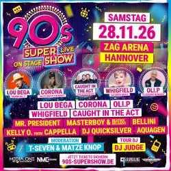 90s Super Show in Hannover: Tickets für das Event in der ZAG arena sichern Sie sich bei uns im Shop.