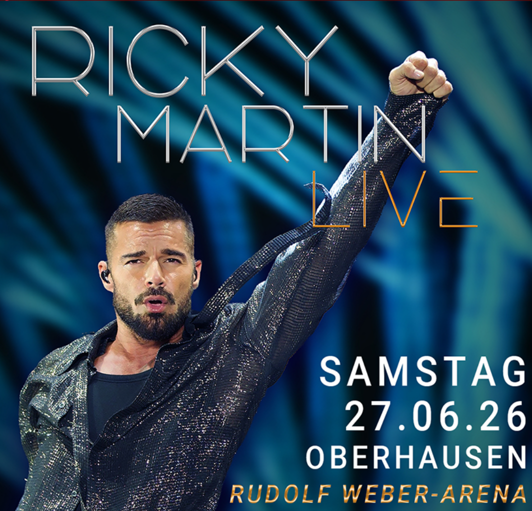 Ricky Martin in Oberhausen: Tickets für seine Show in der Rudolf Weber-ARENA am 27.06.2026 gibt es bei uns.