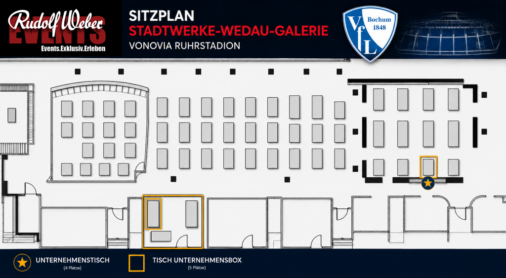 Sitzplan der Stadtwerke-Wedau-Galerie in Bochum.